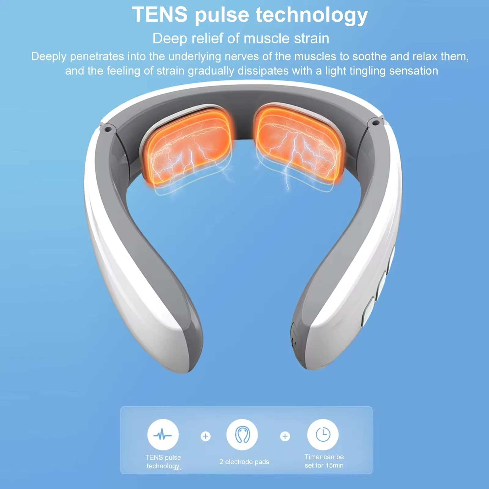 (image for) Electric Muscle Stimulation Neck Therapy Instrument 6 Modes Adjustable Intensity Ergonomic Design Portable Pain Relief Tool